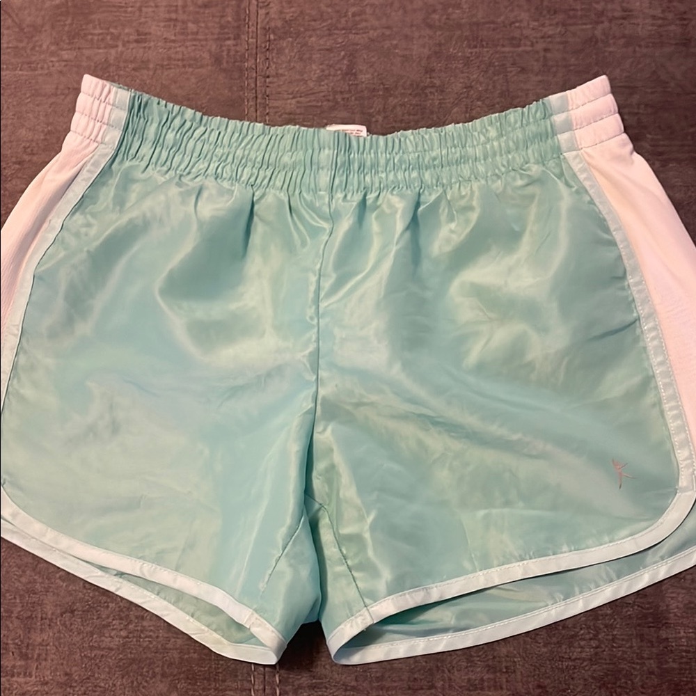 Danskin Now Blue and White Athletic Shorts Elastic Waistband